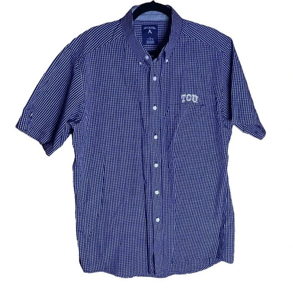 Men's Antigua Purple TCU Horned Frogs Short Sleeve Button-Up Shirt Size Large - Picture 1 of 10